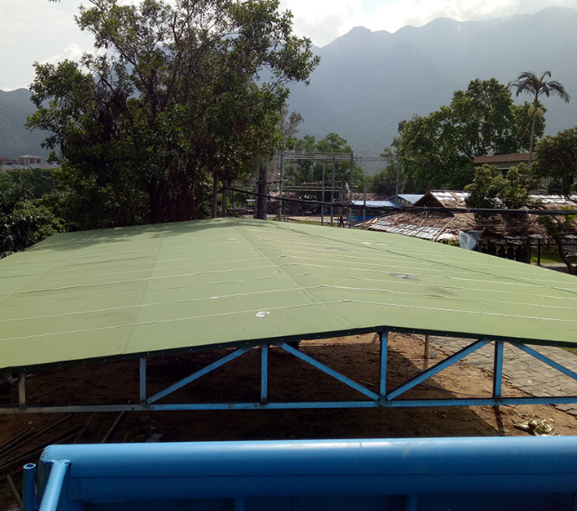 專業(yè)搭建鐵棚架 簡易鐵皮棚通道雨棚 鋼結構彩鋼板鋼架棚工程鐵棚  鋼結構雨棚