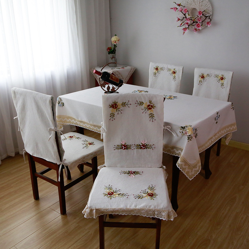 防水田園布藝現(xiàn)代簡約家用防塵罩定制一件代發(fā) 廠家直銷餐臺布絲帶繡桌布