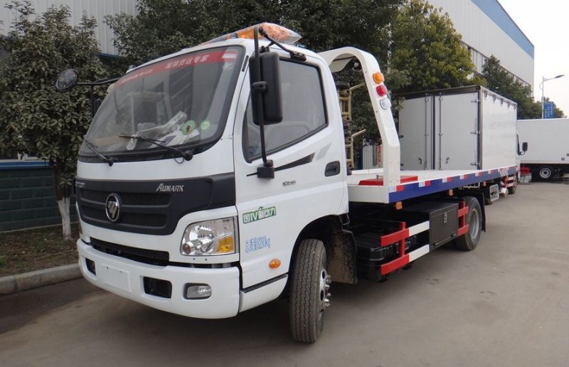 福田歐馬可黃牌5.6米清障車，福田歐馬可5.6米平板拖車，福田黃牌平板清障車價格，福田5.6米道路救援車圖片