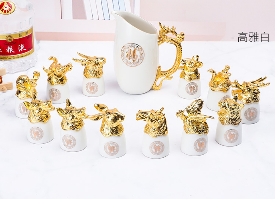 白酒杯套裝 創(chuàng)意小酒杯 創(chuàng)意酒杯套裝 十二生肖酒杯 十二生肖白酒杯 陶瓷*酒具 白酒杯套裝廠家