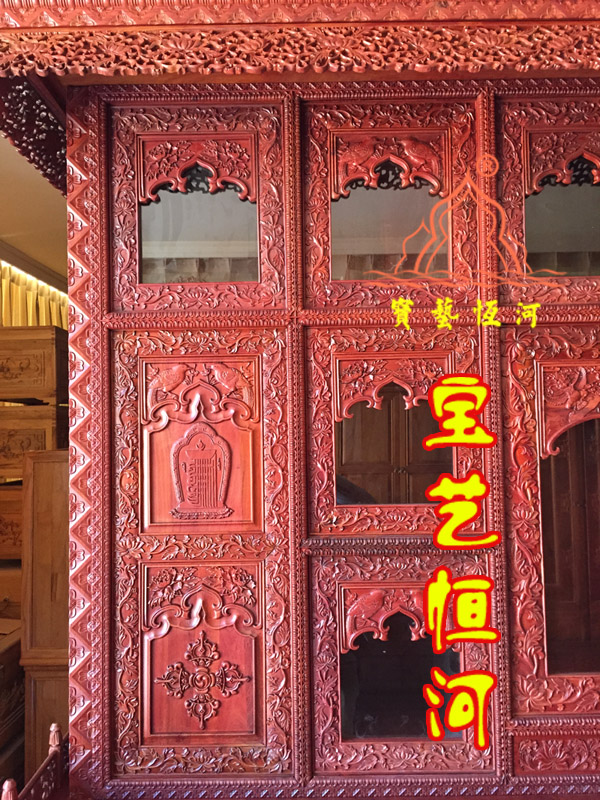113紅木藏式佛龕花梨木帶門(mén)佛柜三層佛臺(tái)