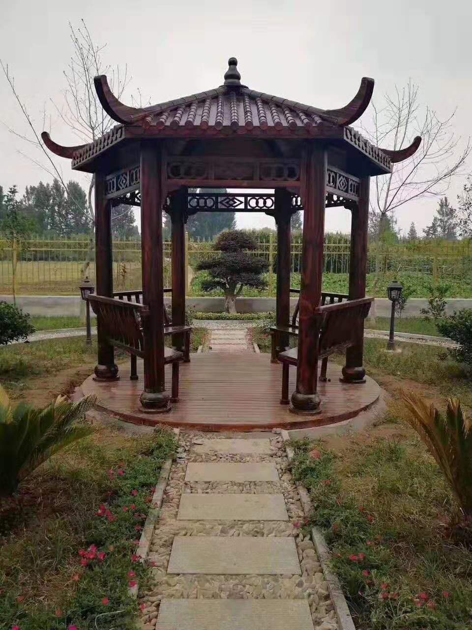 仿古實(shí)木六角亭仿古四角亭涼亭戶(hù)外亭子園林景觀亭古建