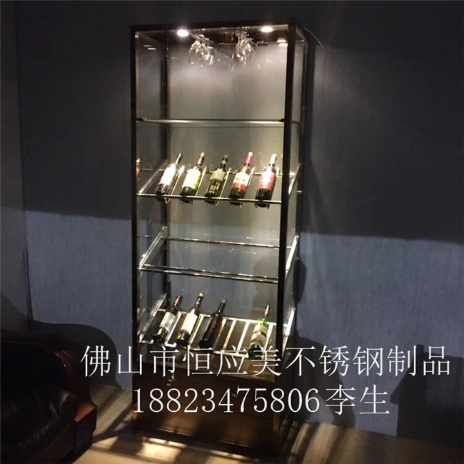 定制酒店大堂不銹鋼展示架不銹鋼紅酒展示架 落地不銹鋼陳列展示架 酒柜