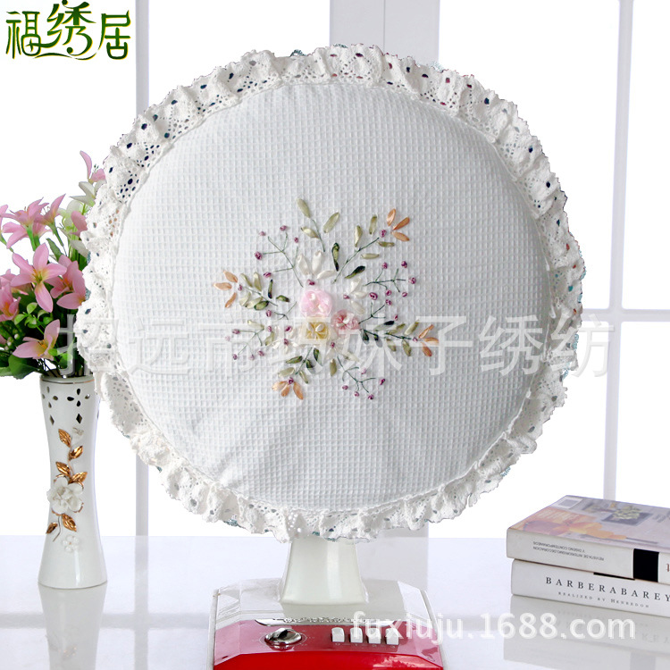 風(fēng)扇罩風(fēng)扇套亞麻繡花兒童寶寶安全防塵罩*一件代發(fā)通用絲帶繡