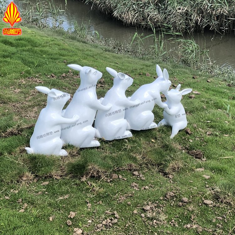 玻璃鋼園林景觀雕塑擺件 玻璃鋼兔子模型雕塑工藝品美陳擺件