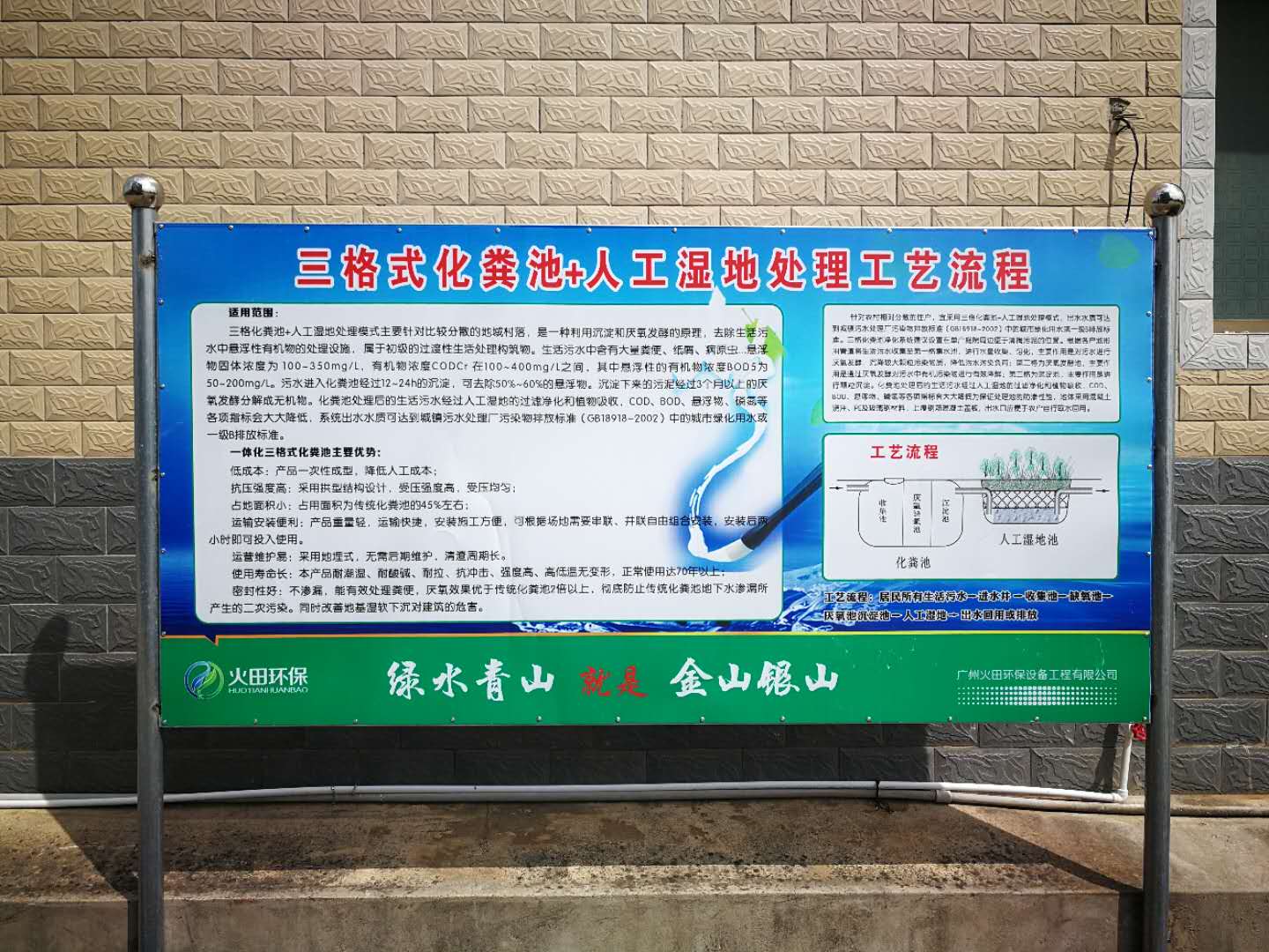 傳統(tǒng)污水處理三格式化糞池+人工濕地