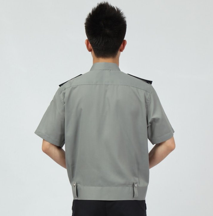定制 新款保 安服裝襯衣淺灰長(zhǎng)袖裝物業(yè)小區(qū)夏季制服男勞保工作服