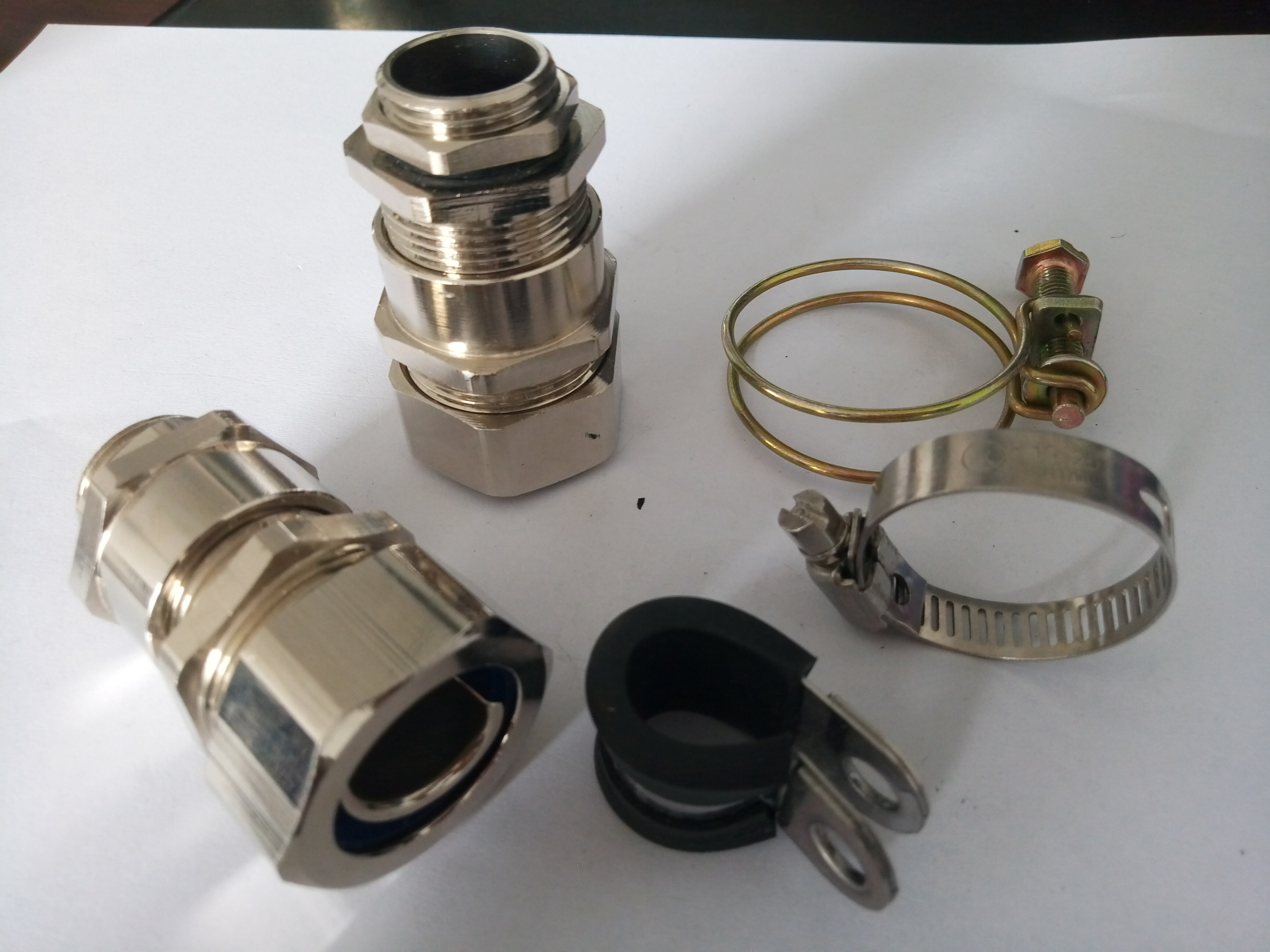 福萊通 銅鍍鎳夾緊電纜軟管接頭 電纜波紋管鎖緊格蘭頭