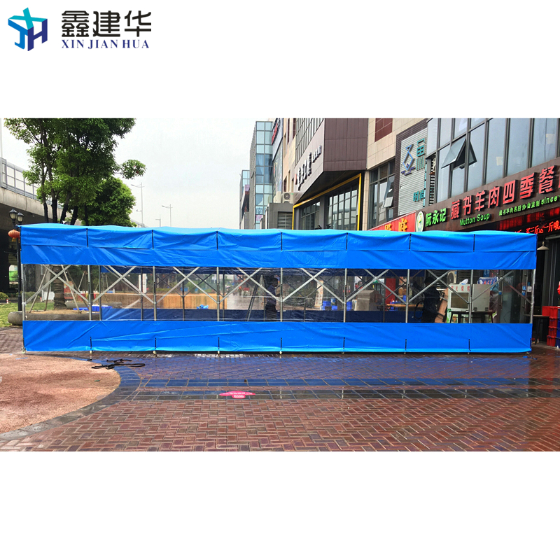 山東大排檔移動推拉棚_戶外伸縮式餐飲遮陽蓬廠家直銷