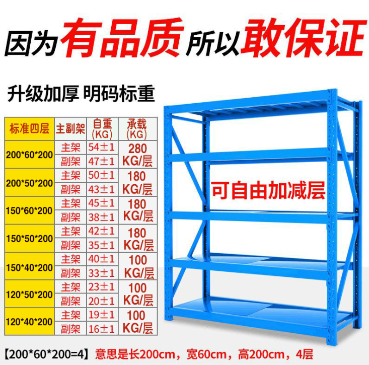 廠家直銷輕型倉儲貨架倉儲倉庫貨架置物架鐵架字家用多層自由組合架