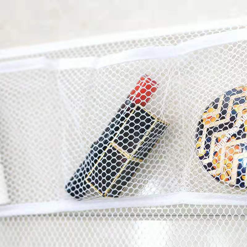 化妝品收納袋 衛(wèi)生間浴室免打孔掛壁式 廠家貨源直銷(xiāo) 白色   網(wǎng)格