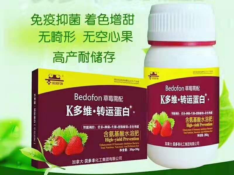 河南草莓葉面肥廠家_貝多豐草莓苗期膨果葉面肥價格