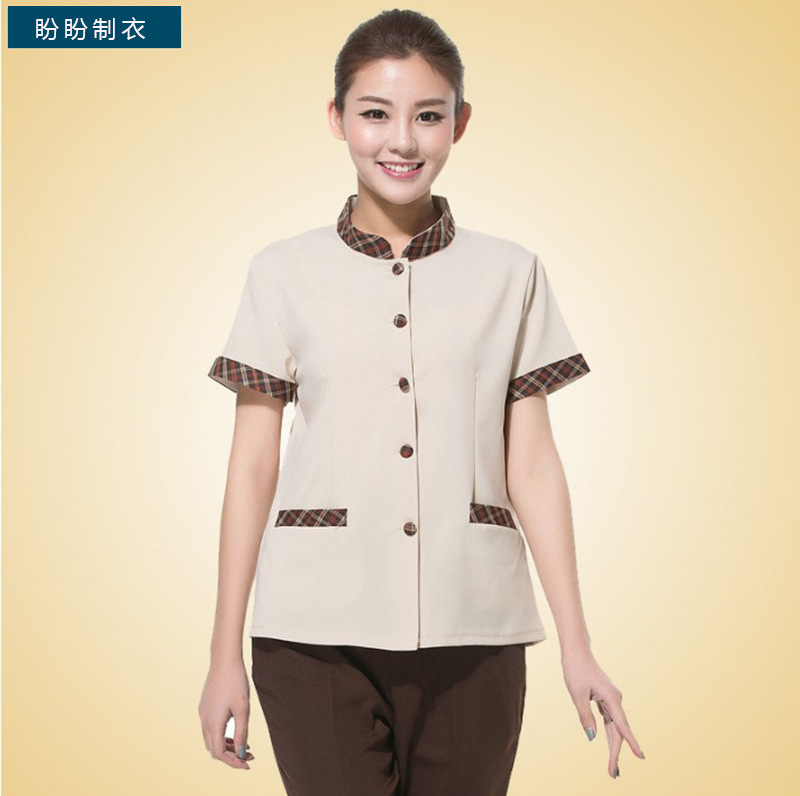 工裝定制短袖夏裝 保潔服勞保服 酒店男女客房服務(wù)員服裝