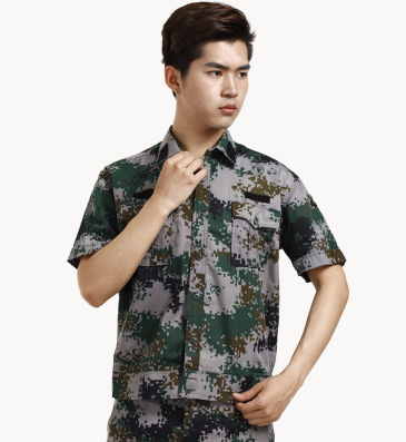 廠家定制夏季軍訓迷彩服套裝 大學中學軍訓服 戶外拓展林地作訓服