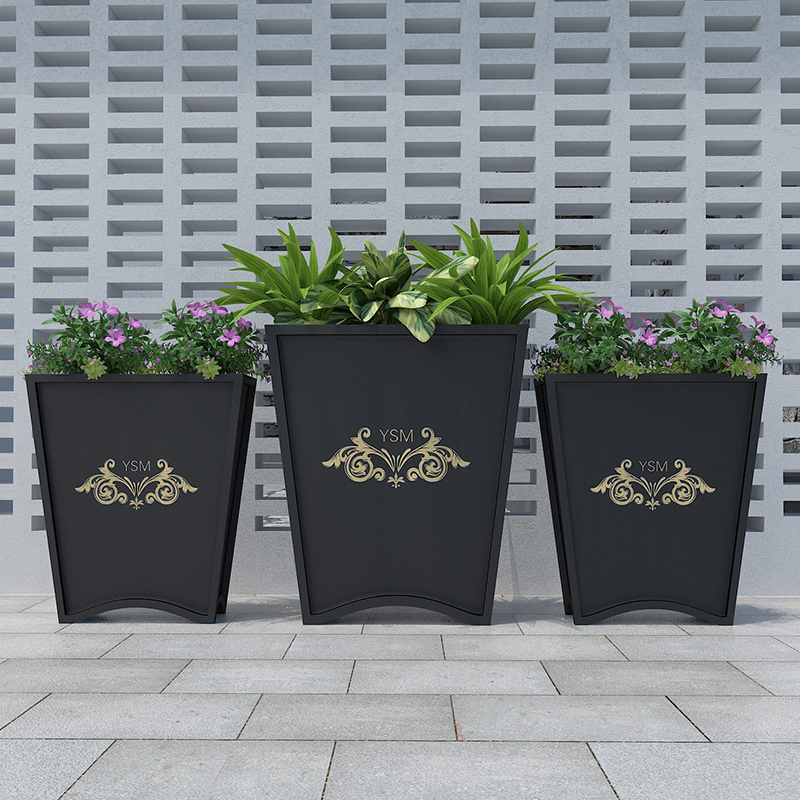 商業(yè)街室外鐵藝戶外花架花箱隔斷花槽落地扇形庭院種植花壇花盆組合