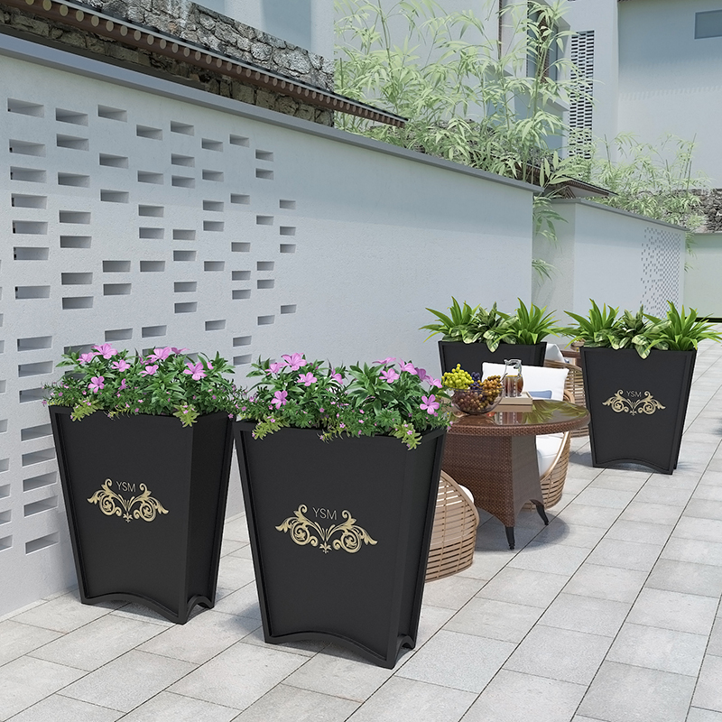 商業(yè)街室外鐵藝戶外花架花箱隔斷花槽落地扇形庭院種植花壇花盆組合