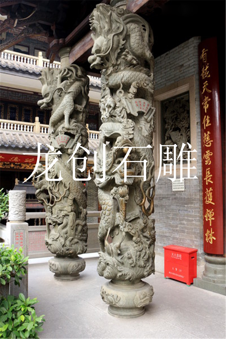 如何挑選石雕龍柱 青石石雕龍柱圖片