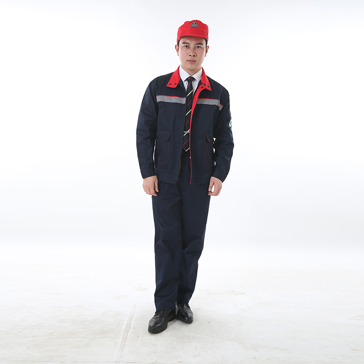 工廠車間長(zhǎng)袖工作服套裝 反光工裝制服勞保服工程服包邊現(xiàn)貨批發(fā)