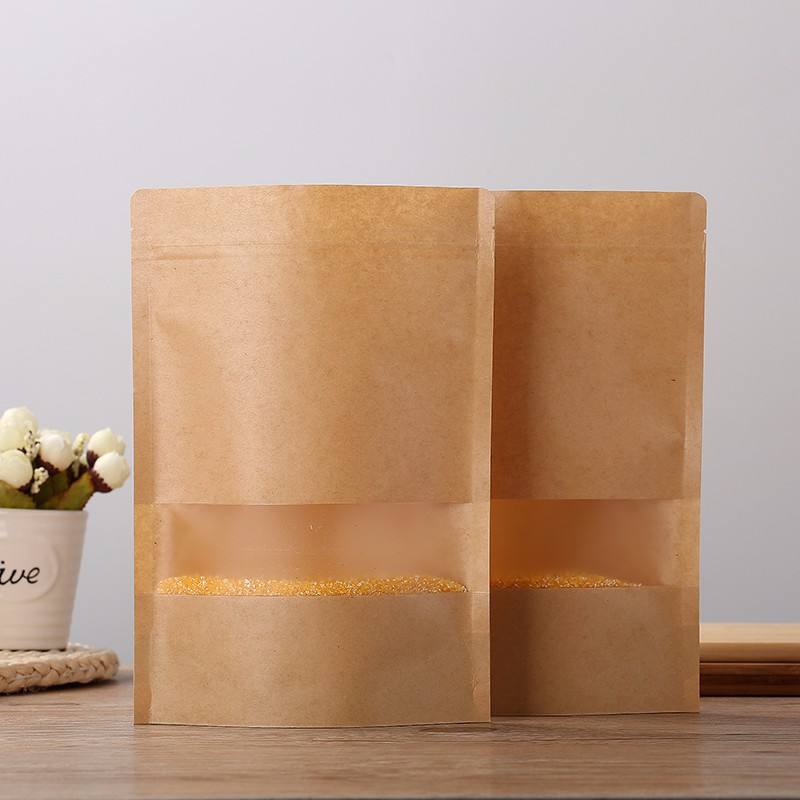 開窗牛皮紙袋茶葉袋堅果干果食品包裝袋 自立自封袋 茶葉包裝袋