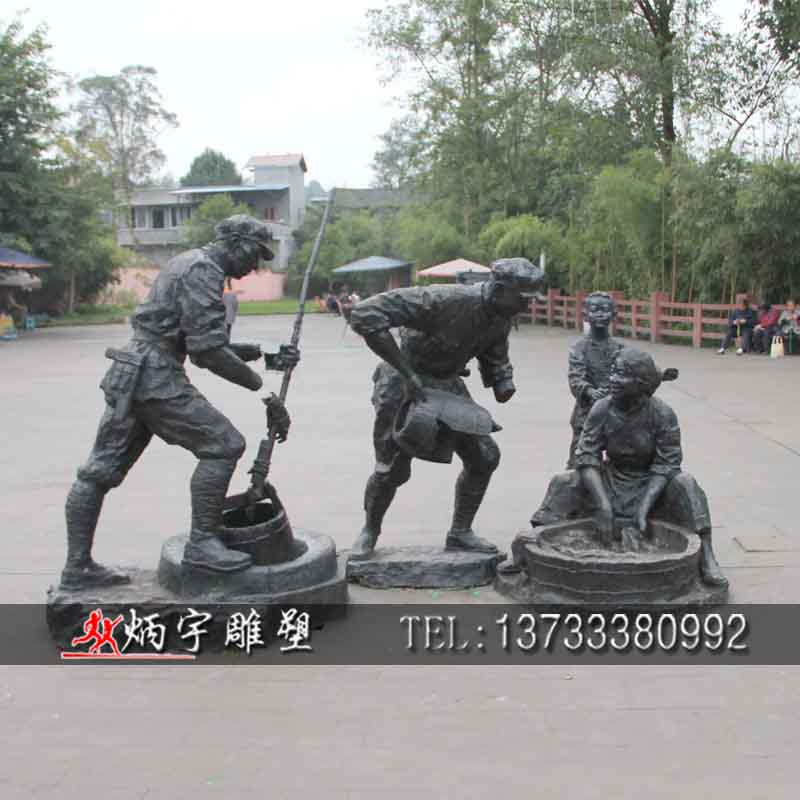 曲陽炳宇雕塑 玻璃鋼仿銅人物雕塑 八路軍女戰(zhàn)士雕塑 阿Q正傳人物雕塑 古代人物雕塑 民俗文化小品軍民魚水情雕塑 軍人雕塑