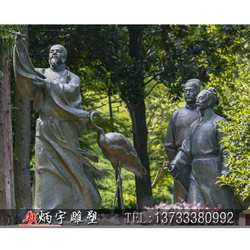 曲陽縣炳宇雕塑 古代名人雕塑 騎馬人物雕塑 唐朝詩人雕塑 李白雕塑 寫字人物雕塑 校園人物雕塑 玻璃鋼仿銅人物雕塑定做