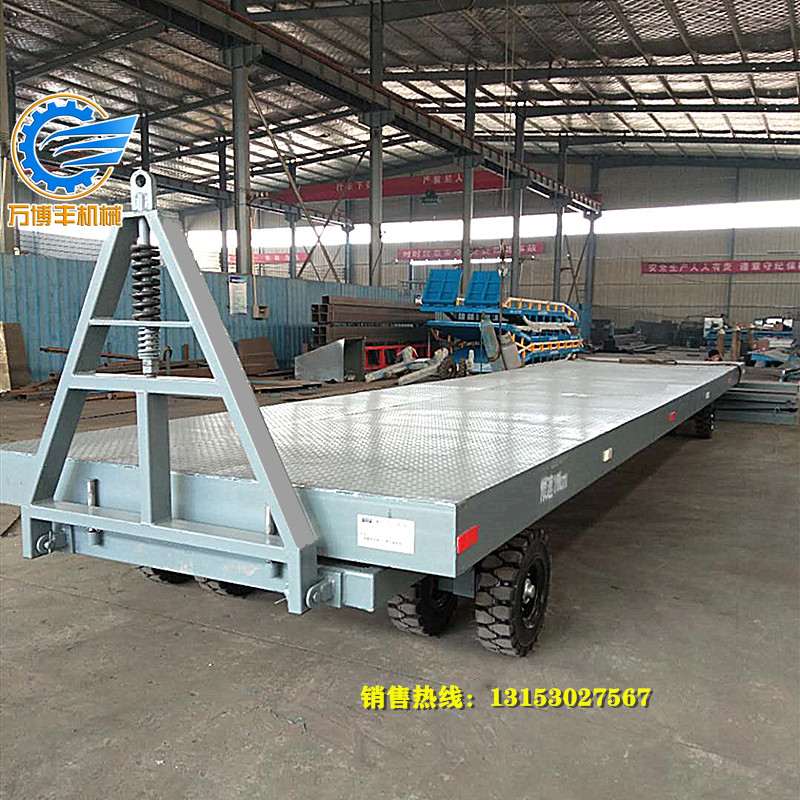 廠家專業(yè)定制帶轉(zhuǎn)向四輪平板拖車 叉車牽引式平板車 牽引式平板拖車