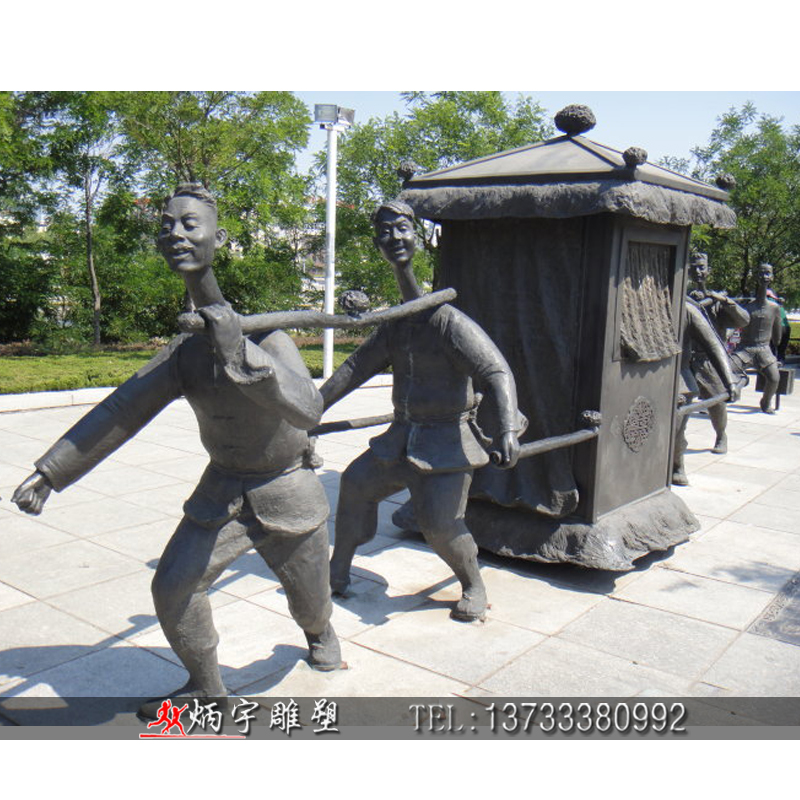 曲陽縣炳宇雕塑 古代民俗人物雕塑 玻璃鋼雕塑廠家 迎親娶親人物雕塑 鑄銅抽象人物雕塑定做 童趣小孩雕塑 抬轎子人物雕塑