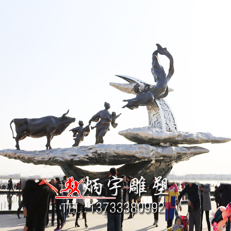 炳宇雕塑 牛郎織女神話雕塑 愛情主題雕塑 古代神話人物雕塑 大理石人物雕塑定制 漢白玉雕像報價 戶外園林景觀雕塑