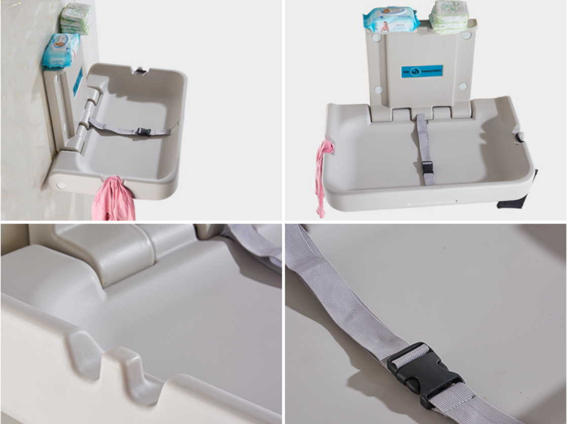 公共廁所母嬰浴室護(hù)理臺(tái)尿布臺(tái) 母嬰室嬰兒護(hù)理臺(tái) 可折疊有安全帶