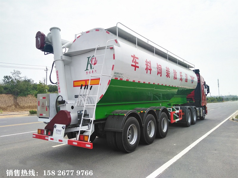 輕量化11米半掛飼料車飼料罐掛車