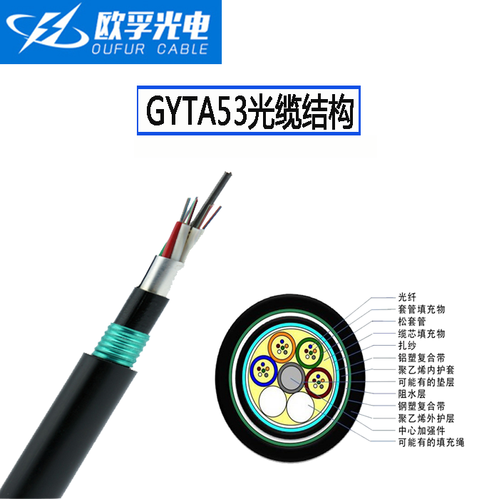 地埋GYTA53光纜48芯單模 光纜生產(chǎn)廠家定制重鎧裝光纜GYTA53-48B1.3