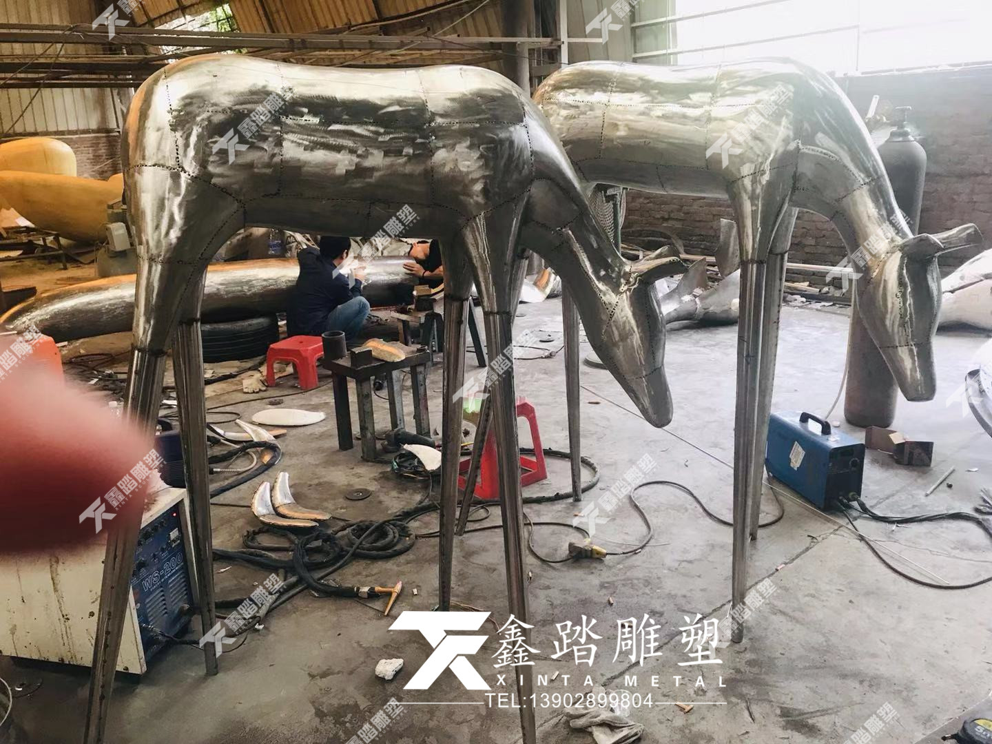 公園綠地不銹鋼羚羊*雕塑擺件 園林水景不銹鋼雕塑