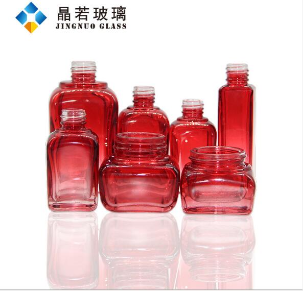 工藝定制50克方形瓶化妝品膏霜瓶套裝眼影盒滴管玻璃瓶化妝品瓶子