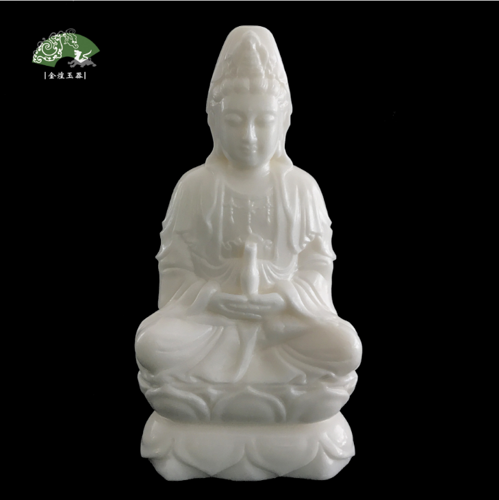 廠家直銷漢白玉觀音 玉石佛像客廳辦公桌擺件雕工精細(xì)佛教用品