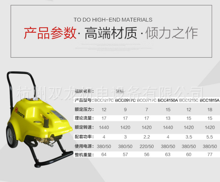 黑貓高壓清洗機BCC0717生產(chǎn)廠家 蘇州黑貓高壓清洗機型洗車機BCC0917自動停機商用刷車水槍頭供應商電話