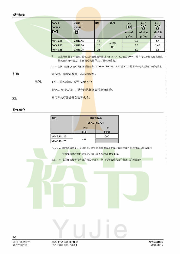 SIEMENS  VVI46.25風機盤管螺紋電動二通調節(jié)閥門