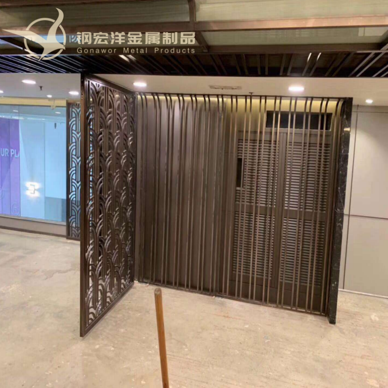 廠家直銷不銹鋼屏風隔斷花格博古架門花窗花制品鋁雕玫瑰金古銅