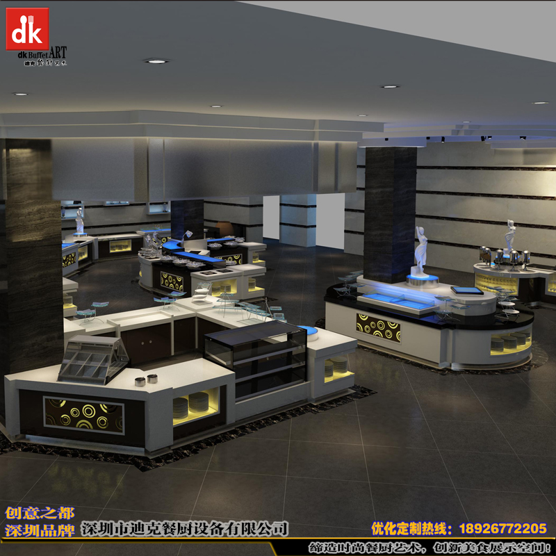 深圳迪克移動布菲臺自助餐廳取餐臺原裝現(xiàn)貨 dk自助餐臺定做廠家