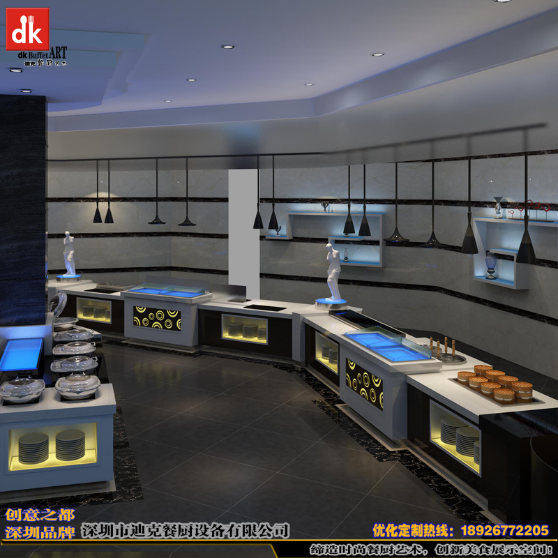 深圳迪克移動布菲臺自助餐廳取餐臺原裝現(xiàn)貨 dk自助餐臺定做廠家