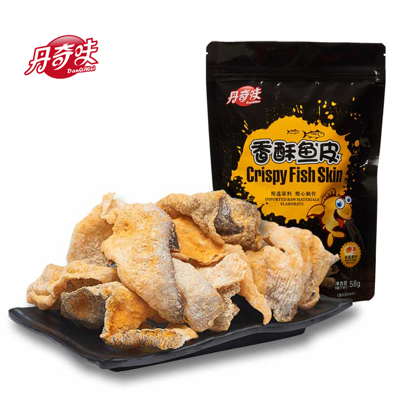 丹奇味港式咸蛋黃魚皮休閑零食炸魚皮新加坡風(fēng)味58g