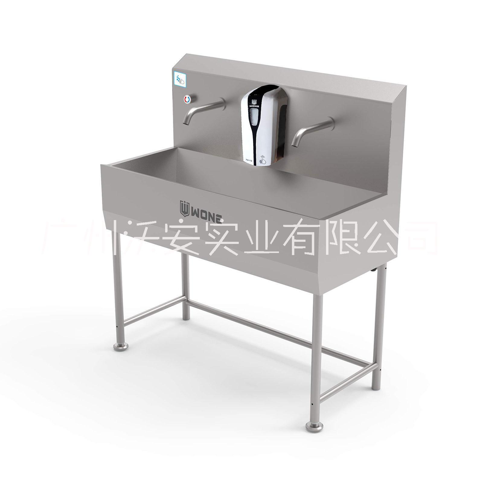 沃安雙工位不銹鋼洗手池 全自動感應(yīng)皂液消毒洗手池 食品廠用洗手池水槽 落地式感應(yīng)不銹鋼洗手池 雙工位不銹鋼洗手池