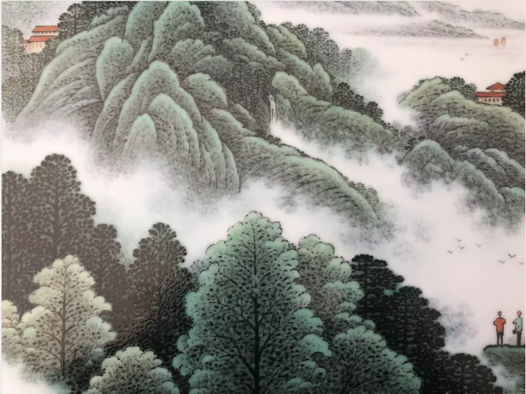 家裝玄關(guān)客廳臥室陶瓷壁畫(huà)背景墻王志遠(yuǎn)陶瓷壁畫(huà)定制陶瓷壁畫(huà)廠(chǎng)家 白云深處有人家陶瓷壁畫(huà)