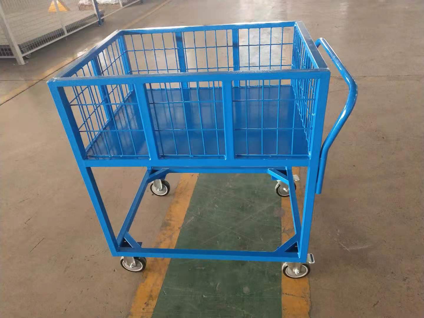 廠家直銷倉(cāng)儲(chǔ)折疊物流臺(tái)車車間周轉(zhuǎn)器具可移動(dòng)物流網(wǎng)箱圍欄推車