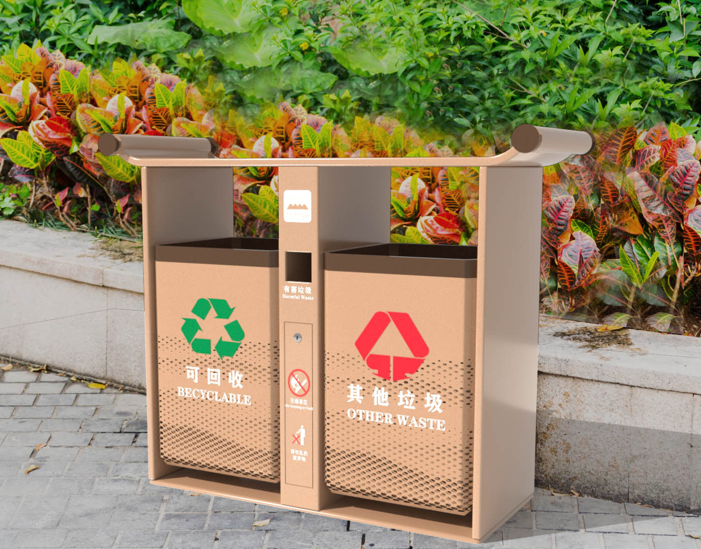 戶外可定制垃圾分類箱，垃圾分類房，垃圾回收桶，資源回收站點(diǎn)，垃圾投放站