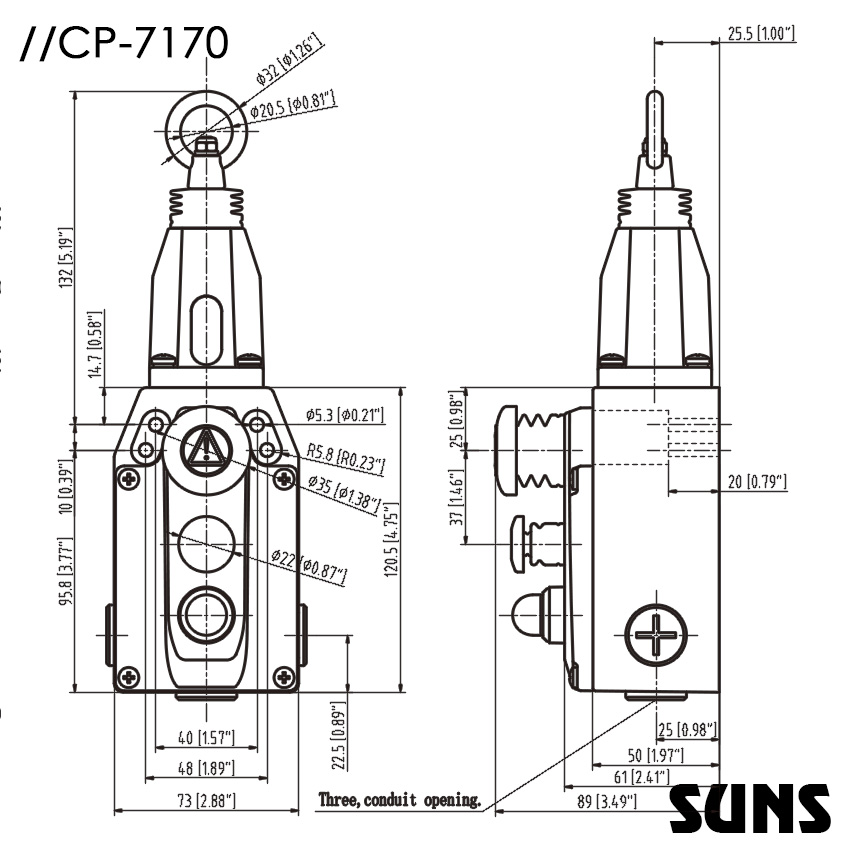 供應(yīng)SUNS美國三實(shí)CP7170-SL22-C-R-E帶急停按鈕防水拉繩開關(guān)