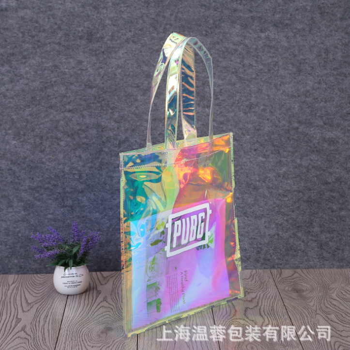 廠家定制 鐳射PVC精美手提袋 時尚幻彩手提袋 購物服飾包裝袋