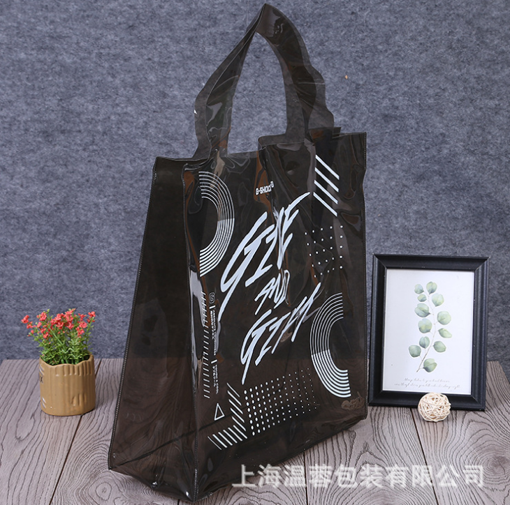 pvc廣告宣傳購(gòu)物袋子 透明沙灘防水塑料袋 服裝手提袋可定制