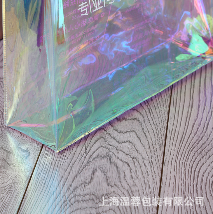 批發(fā)幻彩鐳射pvc購物 七彩手提袋 塑料防水鐳射單肩袋 可定制