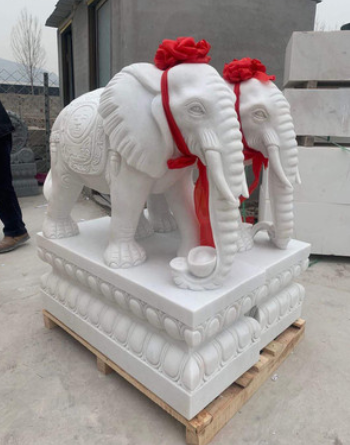 大理石石雕大象供應(yīng)商  大理石石雕大象生產(chǎn)廠家 四川大理石石雕大象