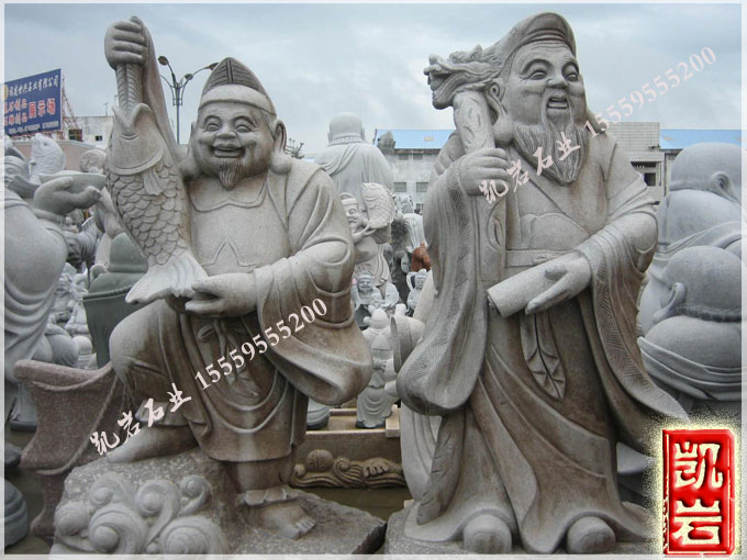 寺廟佛像石雕石雕七福神-凱巖石業(yè)